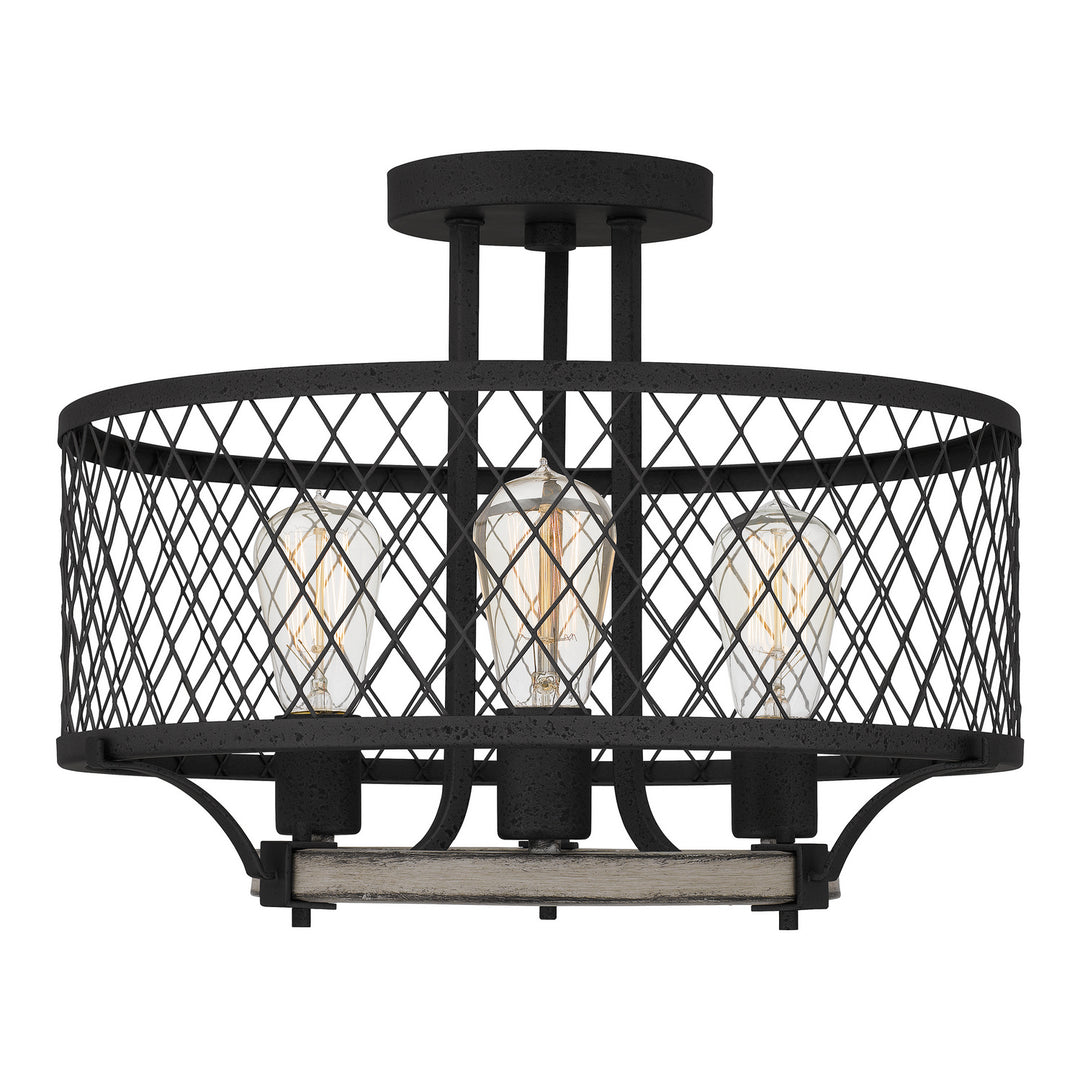 Quoizel - BEO1717DO - Three Light Semi Flush Mount - Benton - Distressed Iron