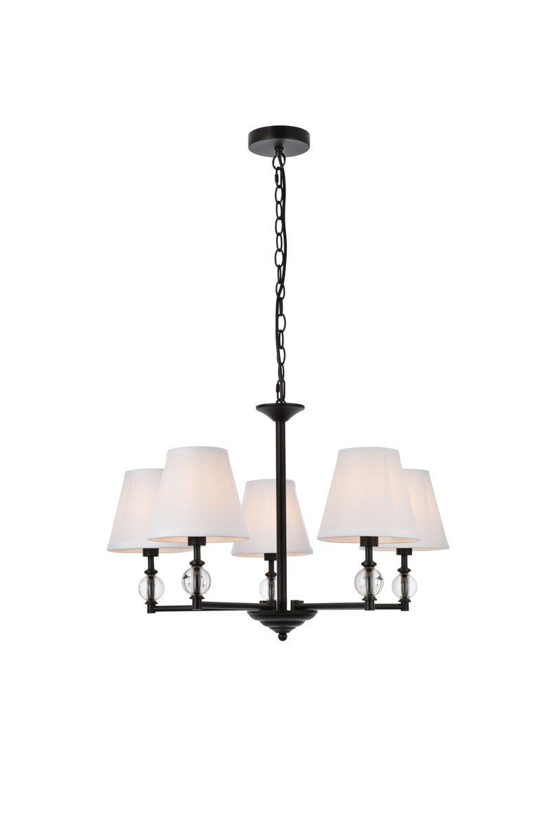 Guisseppe Designs - LD7024D25BK - Five Light Pendant - Bethany - Black And White Fabric Shade