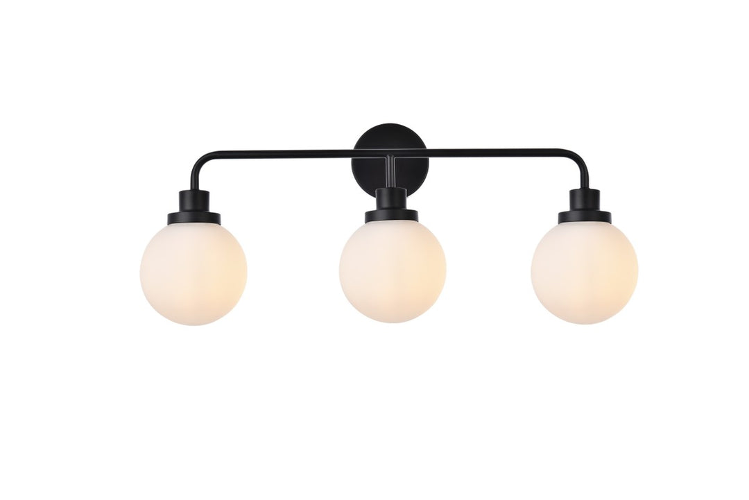 Guisseppe Designs - LD7034W28BK - Three Light Bath - Hanson - Black And Frosted Shade