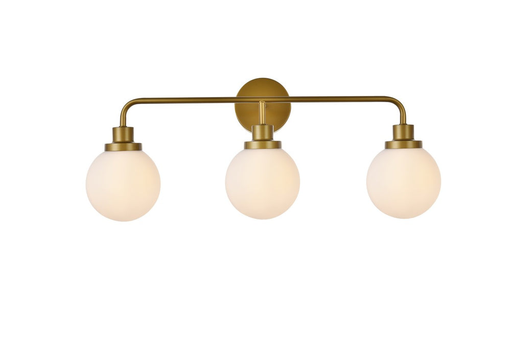 Guisseppe Designs - LD7034W28BR - Three Light Bath - Hanson - Brass And Frosted Shade