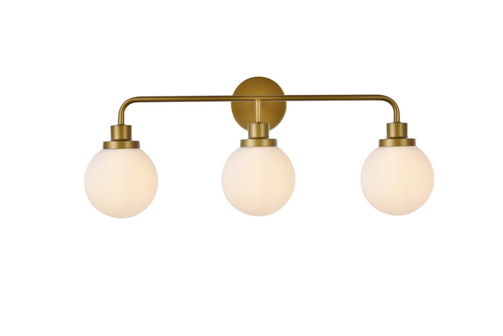 Guisseppe Designs - LD7034W28BR - Three Light Bath - Hanson - Brass And Frosted Shade