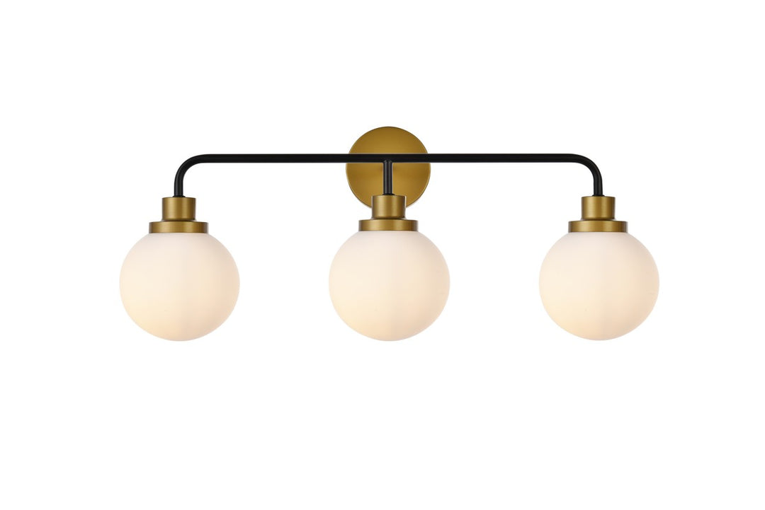 Guisseppe Designs - LD7034W28BRB - Three Light Bath - Hanson - Black And Brass And Frosted Shade