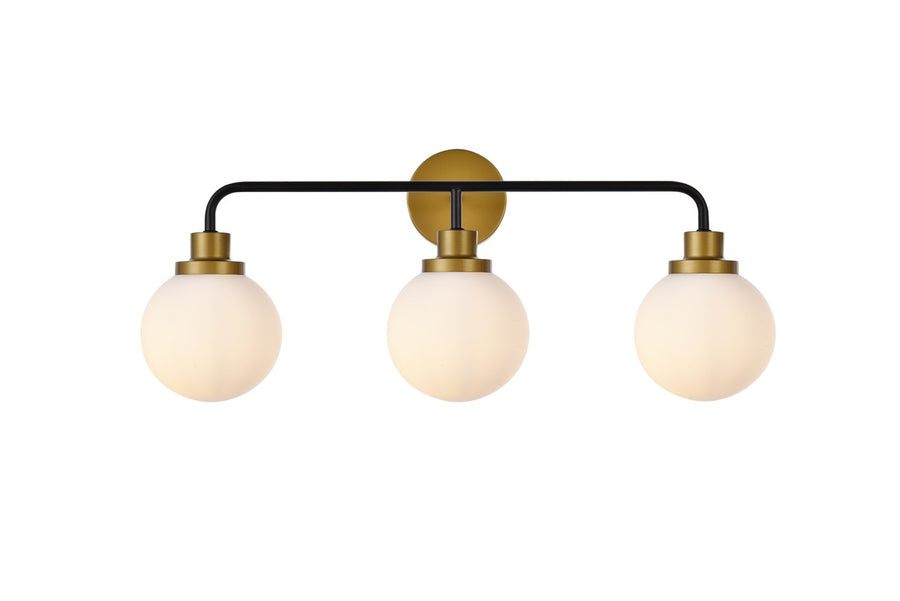 Guisseppe Designs - LD7034W28BRB - Three Light Bath - Hanson - Black And Brass And Frosted Shade