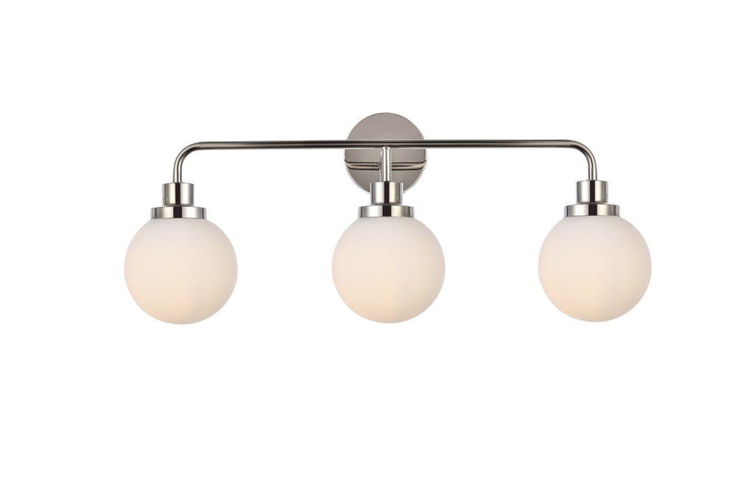 Guisseppe Designs - LD7034W28PN - Three Light Bath - Hanson - Polished Nickel And Frosted Shade