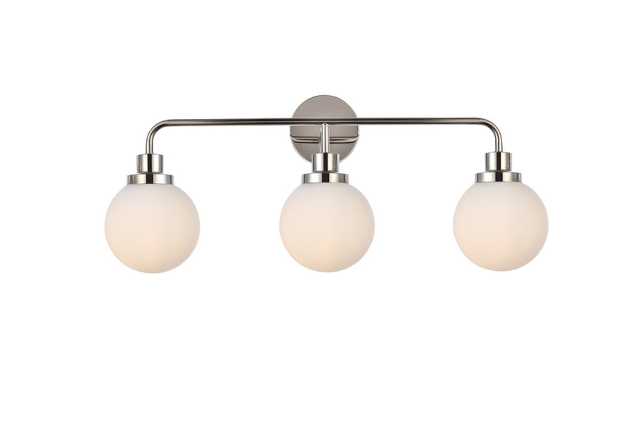 Guisseppe Designs - LD7034W28PN - Three Light Bath - Hanson - Polished Nickel And Frosted Shade