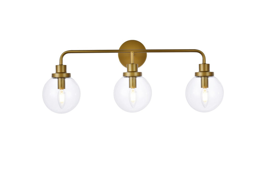 Guisseppe Designs - LD7035W28BR - Three Light Bath - Hanson - Brass And Clear Shade