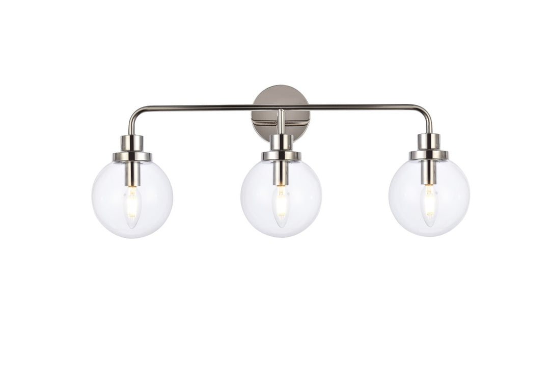 Guisseppe Designs - LD7035W28PN - Three Light Bath - Hanson - Polished Nickel And Clear Shade