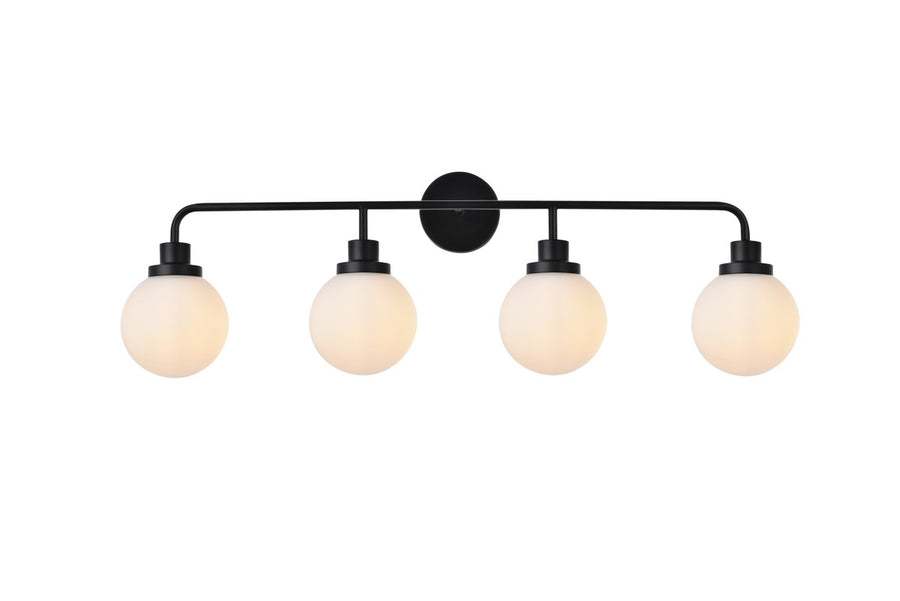 Guisseppe Designs - LD7036W38BK - Four Light Bath - Hanson - Black And Frosted Shade