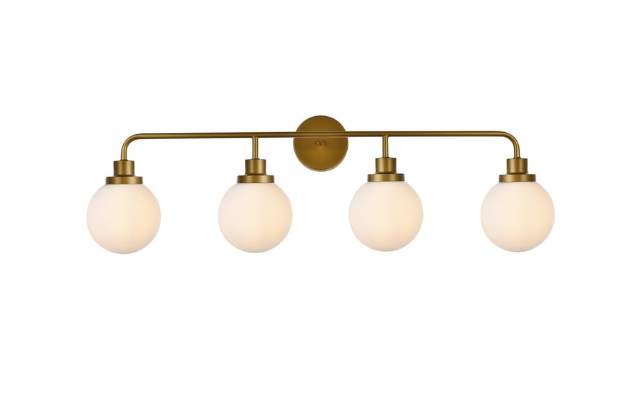 Guisseppe Designs - LD7036W38BR - Four Light Bath - Hanson - Brass And Frosted Shade
