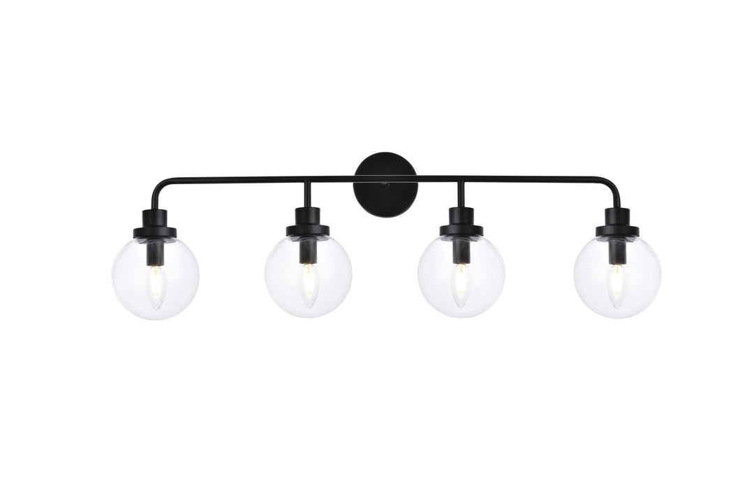 Guisseppe Designs - LD7037W38BK - Four Light Bath - Hanson - Black And Clear Shade