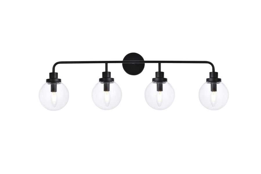 Guisseppe Designs - LD7037W38BK - Four Light Bath - Hanson - Black And Clear Shade