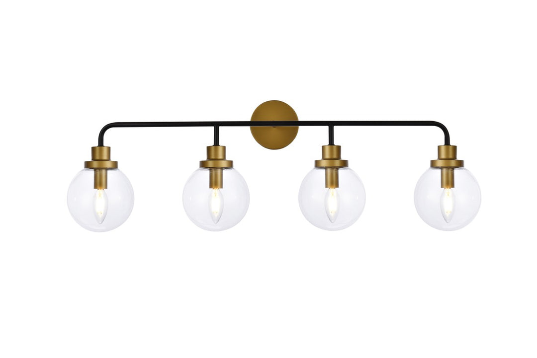 Guisseppe Designs - LD7037W38BRB - Four Light Bath - Hanson - Black And Brass And Clear Shade