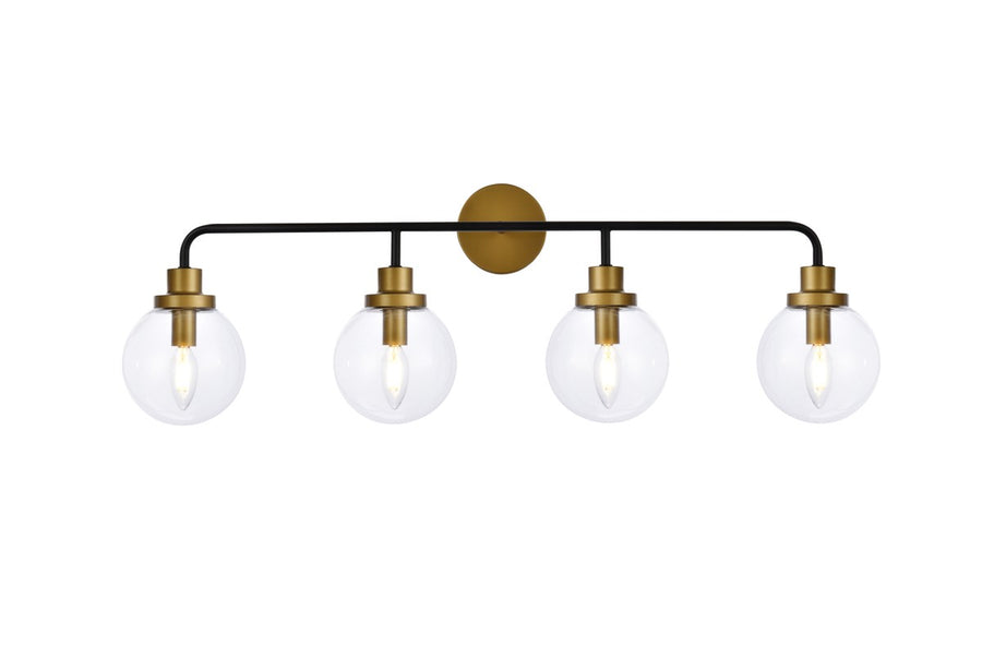 Guisseppe Designs - LD7037W38BRB - Four Light Bath - Hanson - Black And Brass And Clear Shade