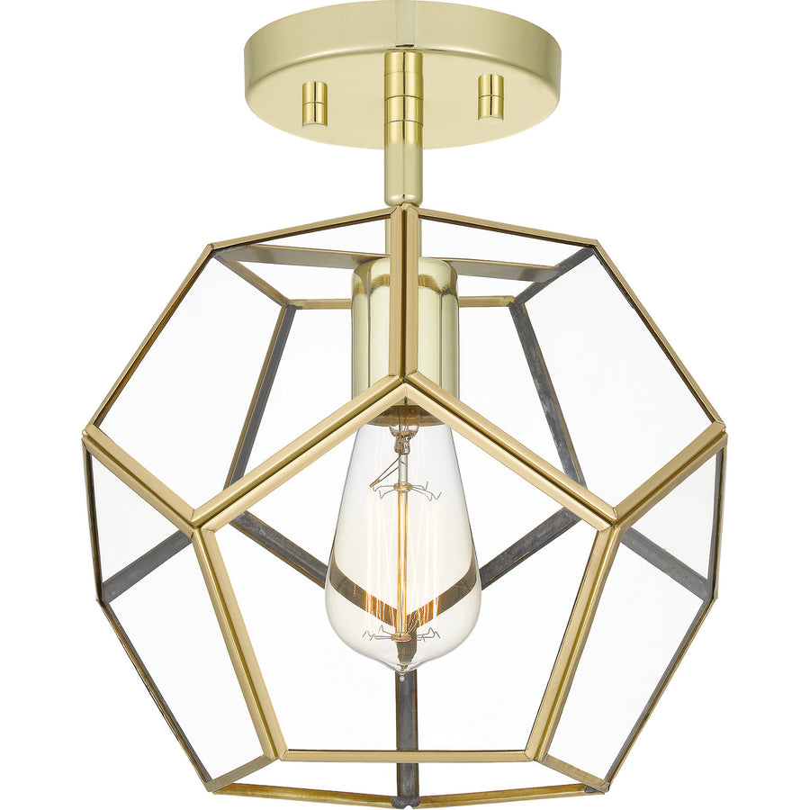 Quoizel - QSF5593B - One Light Semi Flush Mount - Quoizel Semi-Flush Mount - Polished Brass