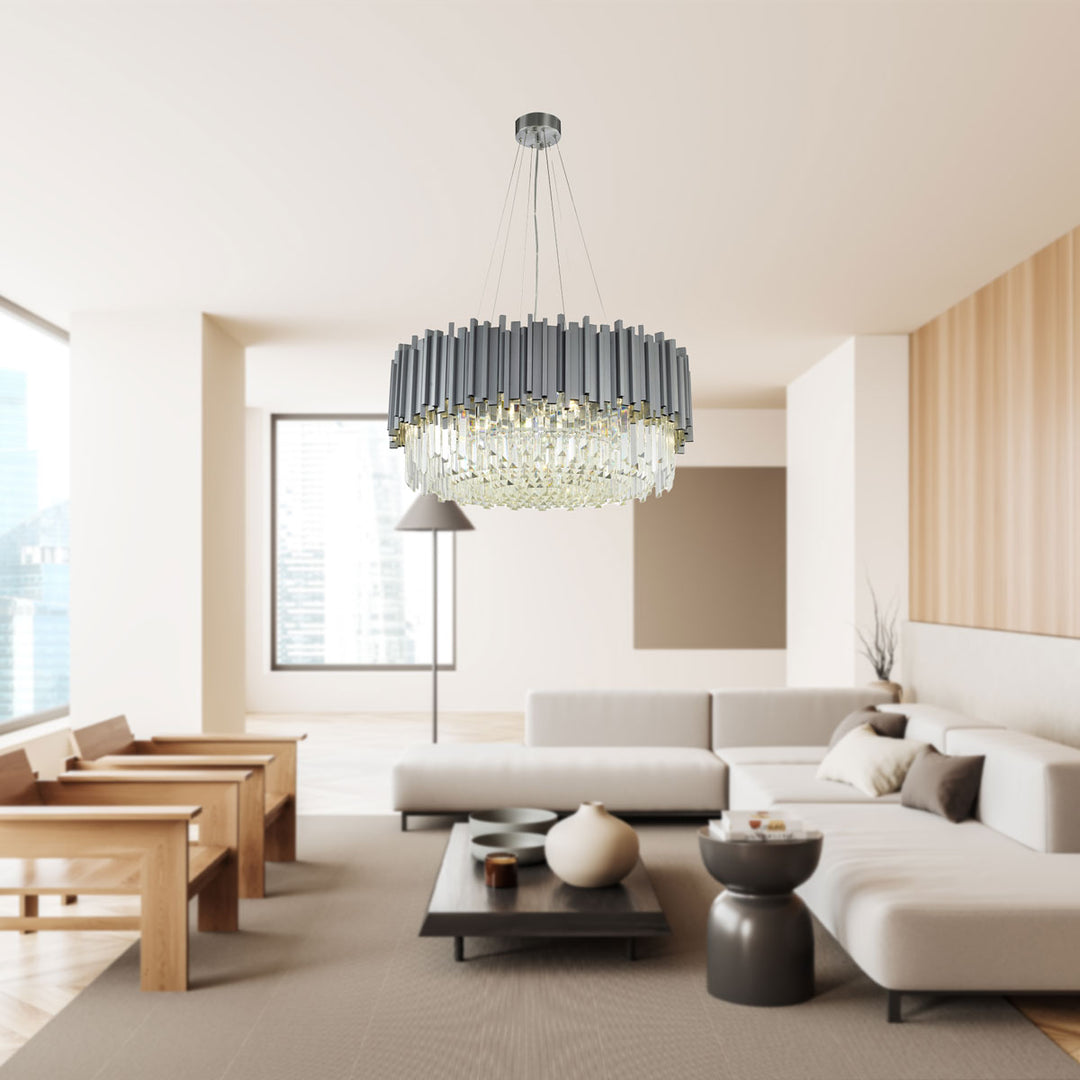 Lexington House  12 Light Chandelier  Chrome