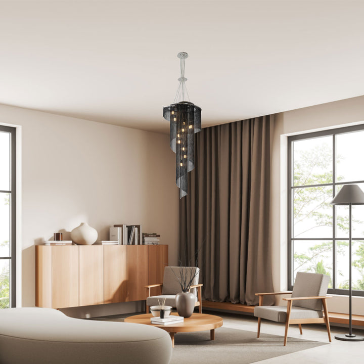 Lexington House  11 Light Chain Lighting  Black