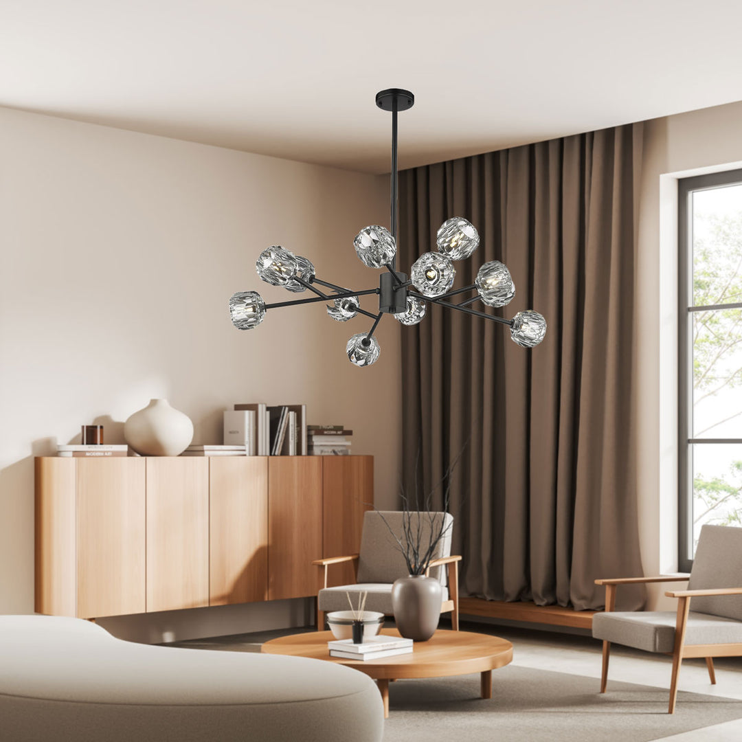 Lexington House  12 Light Chandelier  Black