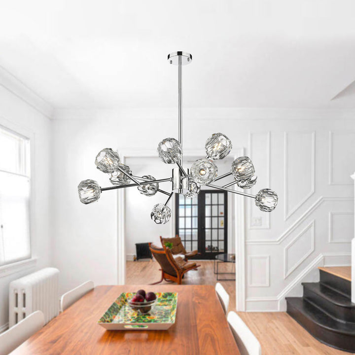 Lexington House  12 Light Chandelier  Chrome