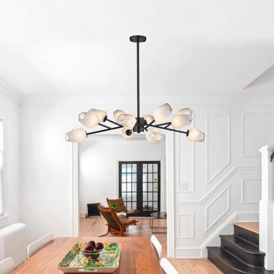 Lexington House  12 Light Chandelier  Black