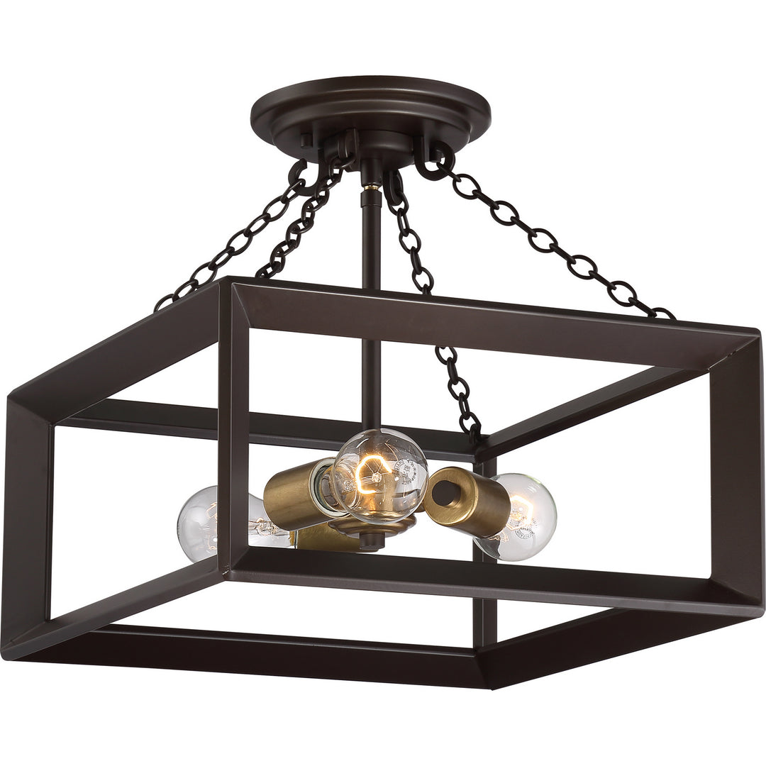 Quoizel - BKH1714WT - Three Light Semi-Flush Mount - Brook Hall - Western Bronze